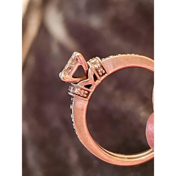 Frederick Goldman 10K rose gold black diamond wedding set princess cut - Picture 5 of 6